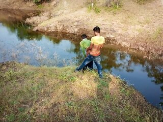 asian (gay) Indian village boy couple goes near water in the forest and enjoys water and also enjoys sex - Gay Movie In Hindi Voice twink (gay)